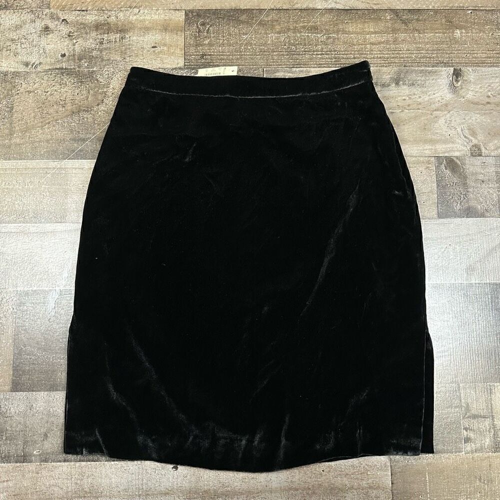Madewell Women’s Size 2 Velvet Silk Blend Pencil Skirt Black Side Slits NWT
